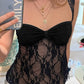 Black Sexy Perspective Lace Splicing Cami Top