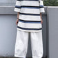 Unisex Contrast Color Hip Hop Oversized Stripe Short Sleeve Top