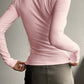 Classic plain long-sleeved ribbed shirt with V-neck