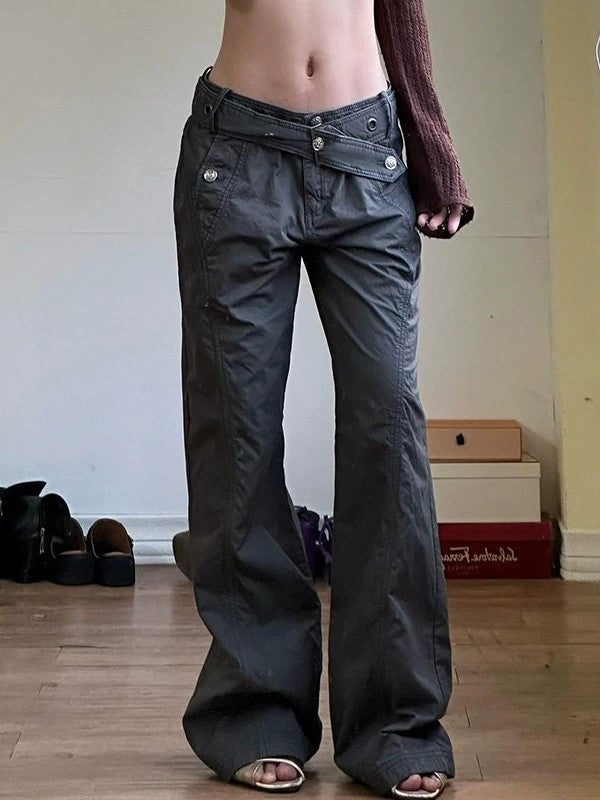 Grunge Split Waist Design Cargo Pants