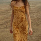 Yellow French Floral Backless Maxi Dress