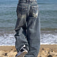 Hip Hop Washed Distressed High Waist Baggy Jeans