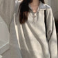 Vintage Oversized Half Zip Long Sleeve Sweatshirt