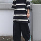 Unisex Contrast Color Hip Hop Oversized Stripe Short Sleeve Top