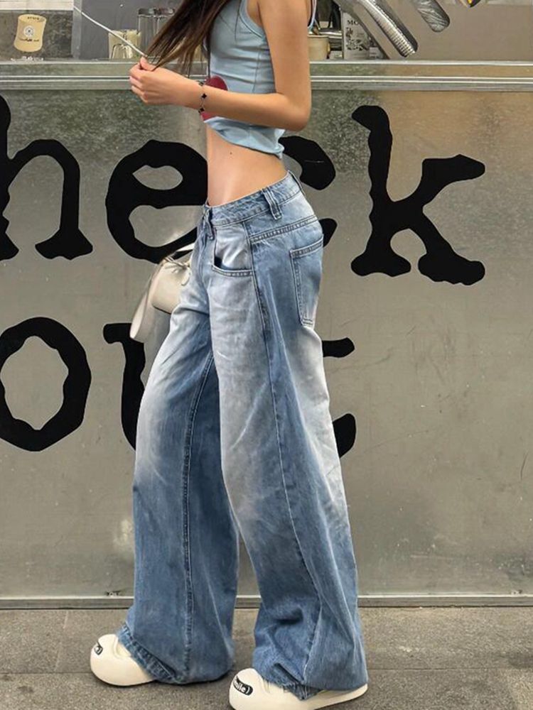 Vintage Washed Distressed Baggy Jeans