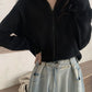 Solid Color Vintage Zipper Lapel Collar Long Sleeve Knitted Sweater