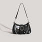 Black denim Y2K shoulder bag with star sticker