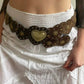 Vintage Brown Heart Studded Belt