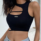 Cyberpunk Cutout Backless Round Neck Crop Cami Top