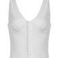 White Vintage V Neck Button Down Tank Top