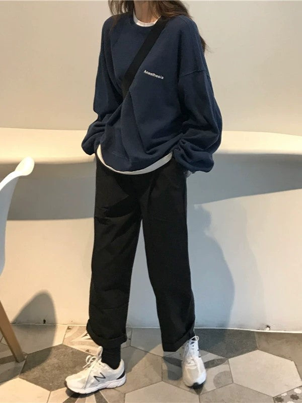 Basic plain oversized sweatshirt with logo 