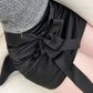 Black Bow Satin Mini Skirt