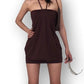 Brown Vintage Halter Off Shoulder Design Mini Dress