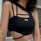 Cyberpunk Cutout Backless Round Neck Crop Cami Top