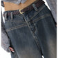 Vintage faded baggy boyfriend jeans with grosgrain detail