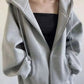 Solid Color Hip Hop Oversized Zipper Hoodie