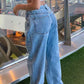 Basic straight leg boyfriend jeans with medium waist