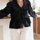 Vintage Ruffle Lapel Collar Long Sleeve Shirt