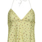 Yellow Y2K Print Cut Out Back Lace Up Cami Top