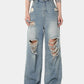 Blue Vintage Wide Leg Ripped Jeans