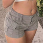 Gray vintage cargo shorts with low waist and pockets