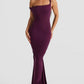 Halter Backless Pleated Wrap Hip Maxi Dress