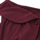 Burgundy Vintage Off Shoulder Button Top &amp; Mini Skirt Set