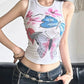 Vintage Floral &amp; Butterfly Pattern Slim Fit Tank Top