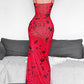 Red Print Halter Maxi Dress