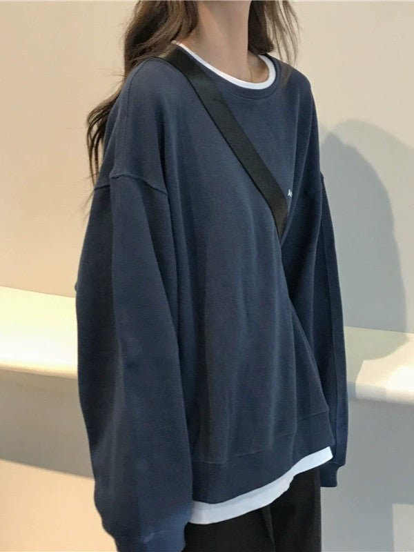 Basic plain oversized sweatshirt with logo 