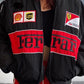 Retro Sport Black Block Splice Jacket with Letter Print