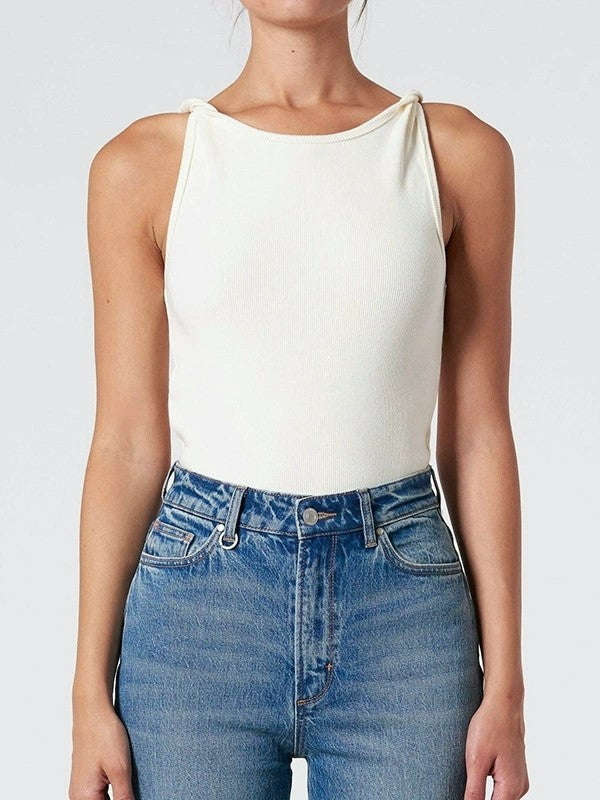 Solid Vintage Sleeveless Twisted Crop Top