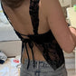 Black Sexy Perspective Lace Splicing Cami Top