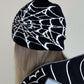 Punk black beanie hat with spider web design