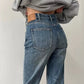 Blue Vintage Versatile Slim Flared Pants with High Waist