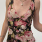 Vintage Floral Print Lace V-Neck Tank Top