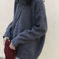 Vintage solid color oversize sweater with crew neck