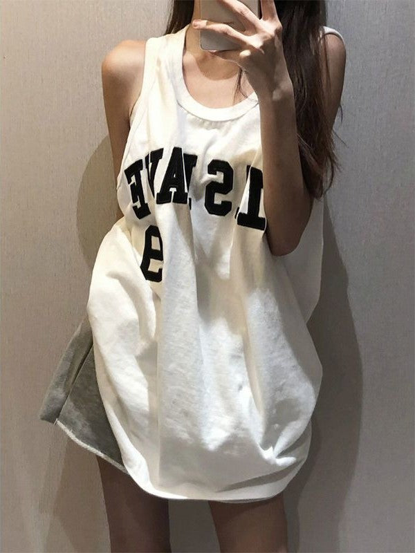 Hip Hop Oversized Letter Print Tank Top