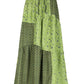 Green Fairy Grunge Patchwork Drawstring Maxi Skirt