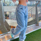 Basic straight leg boyfriend jeans with medium waist