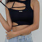 Cyberpunk Cutout Backless Round Neck Crop Cami Top