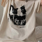 Vintage oversize T-shirt with short sleeves and cat print