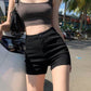 Black vintage high rise denim shorts