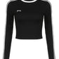 Contrast Color Y2K Bow Embroidery Slim Long Sleeve Top