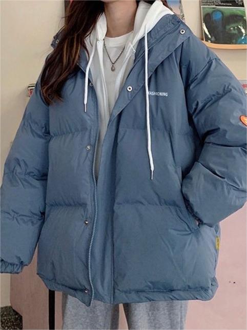 Vintage Oversize Mock Two Piece Puffer Jacket with Hoodie