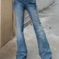 Y2K Blue Faded Low Waist Flare Jeans