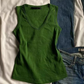 Green Vintage V Neck Sleeveless Tank Top