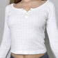 Classic V-neck button placket long sleeve top