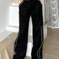 Retro Sport Black Contrast Baggy Sweatpants