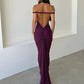 Halter Backless Pleated Wrap Hip Maxi Dress